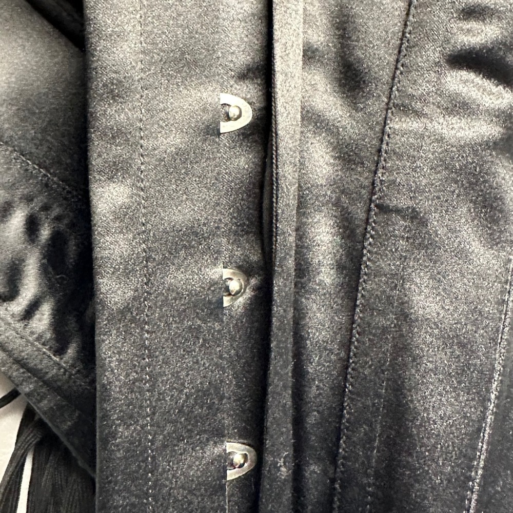 Vollers Corset Top Women EU 36 Black Satin Lace Up Steel Boned Made in England - Picture 8 of 16